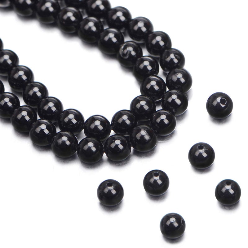 AD BEADS Natural Black Tourmaline Gemstone Round Beads 15.5â€œ A Grad (6mm) - Image 1